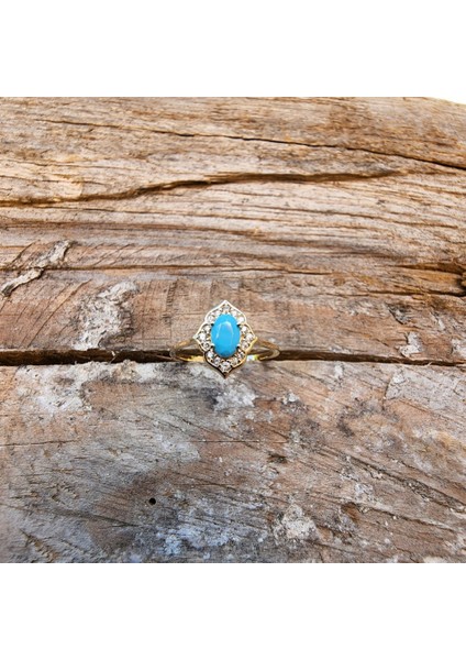 Gümüş Yüzük - 0.80CT Pırlanta Montörü Firuze Taşlı Tasarım Evlilik Teklifi 925 Ayar Gümüş Yüzük-Hediye Gümüş Yüzük