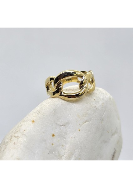 Gümüş Yüzük - Izabelle Italian Gurmet Gümüş Yüzük- Zincir Taşsız Tasarım Günlük 925 Ayar Gümüş Yüzük