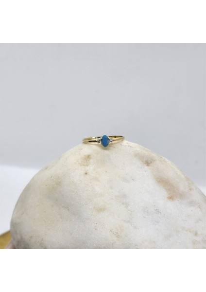 Gümüş Yüzük - 0.40 Karat Firuze (Turkuaz) Taşlı Tektaş 925 Ayar Gümüş Yüzük - Kadın Hediyelik Yüzük indirimleri