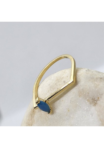 Gümüş Yüzük - 0.40 CT Mekik Firuze Taşlı Kare Kol Tasarım Gümüş Hediyelik Kadın Tektaş Gümüş Yüzük fırsatları