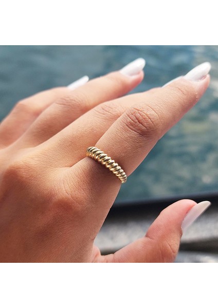 Gümüş Yüzük - Kruvasan Taşsız Gümüş Alyans - Taşsız Tasarım Modern 925 Ayar Gümüş Evlilik Alyansı fiyatları