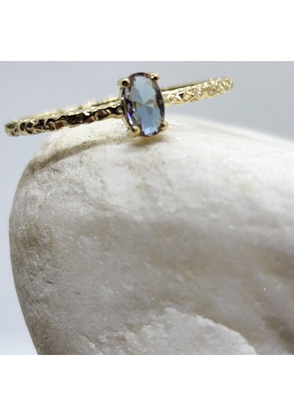 Gümüş Yüzük - Gümüş Yüzük - Mila 030CT Zultanit Tektaş Minimal Tasarım Gümüş Yüzük-Zultanit Hediyelik Tektaş Yüzük