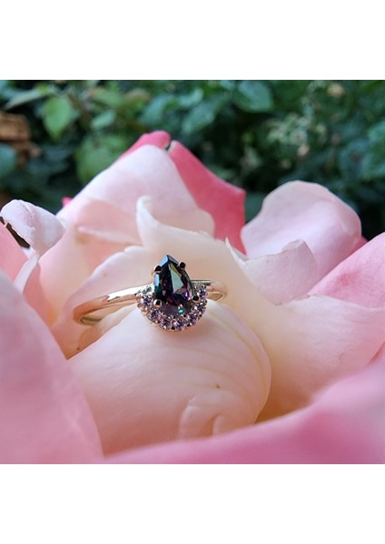 Gümüş Yüzük - Anna 0.48 CT Mistik Topaz Kraliyet Tacı Pırlanta Montörü 925 Ayar Kadın Yüzük-Gümüş Kraliyet Yüzük indirimleri