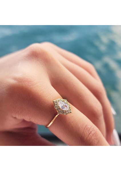 Gümüş Yüzük - 0.80 Karat Pırlanta Monturü Zirkon Taşlı Tasarım Evlilik Teklifi 925 Ayar Gümüş Yüzük