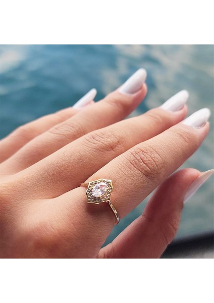 Gümüş Yüzük - 0.80 Karat Pırlanta Monturü Zirkon Taşlı Tasarım Evlilik Teklifi 925 Ayar Gümüş Yüzük
