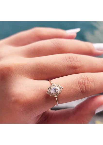 Gümüş Yüzük - 0.80 Karat Pırlanta Monturü Zirkon Taşlı Tasarım Evlilik Teklifi 925 Ayar Gümüş Yüzük