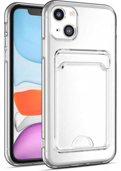 Apple iPhone 14 Kılıf Şeffaf Kartlıklı Kamera Korumalı Silikon