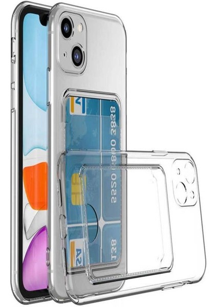 Apple iPhone 14 Kılıf Şeffaf Kartlıklı Kamera Korumalı Silikon