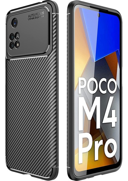 Xiaomi Poco M4 Pro 4g Maxy Serisi Carbon Fiber Silikon Tpu Kılıf - Siyah