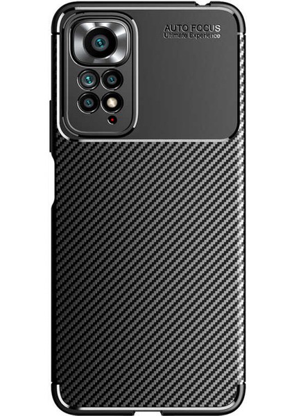 Xiaomi Redmi Note 11 Global Maxy Serisi Carbon Fiber Silikon Tpu Kılıf - Siyah