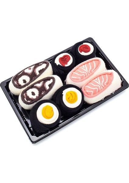 Sushi Nigiri Somon, Ahtapot - Maki Oshinko, Tuna Desenli Renkli Çorap 4 Çift