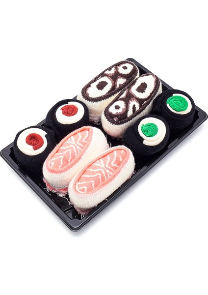 Sushi Nigiri Somon, Ahtapot - Maki Tuna, Salatalık Desenli Renkli Çorap 4 Çift