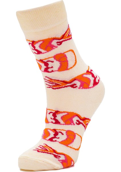 Sushi Nigiri Somon, Karides - Maki Oshinko, Salatalık Desenli Renkli Çorap 4 Çift modelleri