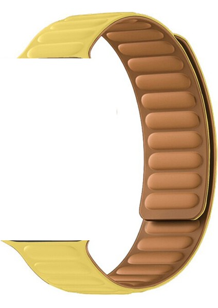 Casestreet Apple Watch Se 2 2022 40MM Kordon Deri Mıknatıslı Gizli Mıknatıslı Krd 34 Sarı