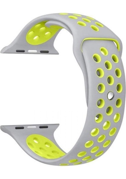 Apple Watch Series 8 45MM Kordon Delikli Çift Renk Silikon Sarı