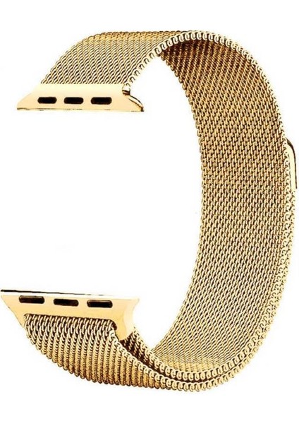 Apple Watch Ultra Kordon Hasır Metal Örgülü Ayarlanabilir Gold