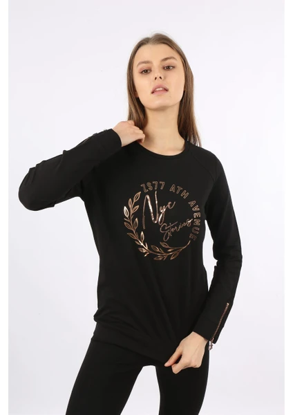 Banada Moda Uzun Kollu Fermuar Detaylı Sweatshirt