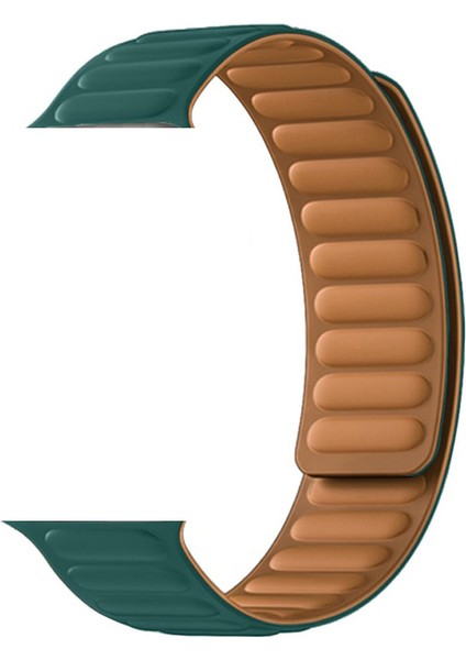 Apple Watch Se 2 2022 40MM Kordon Deri Mıknatıslı Gizli Mıknatıslı Krd 34 Koyu Yeşil