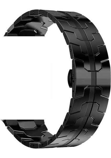Apple Watch Series 6 44MM Kordon Titanium Alaşımlı Metal Krd 63 Siyah