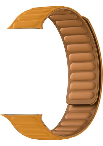 Apple Watch Se 2 2022 44MM Kordon Deri Mıknatıslı Gizli Mıknatıslı Krd 34 Kahverengi Açık