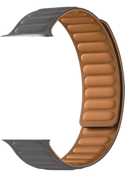 Apple Watch Se 2 2022 40MM Kordon Deri Mıknatıslı Gizli Mıknatıslı Krd 34 Gri