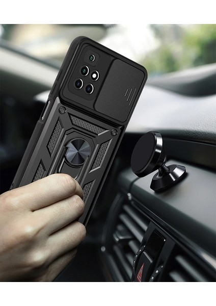 Xiaomi Redmi 10 2022 Kılıf Tank Aramid Sürgülü Vega Yüzüklü+Nano Siyah fiyatları