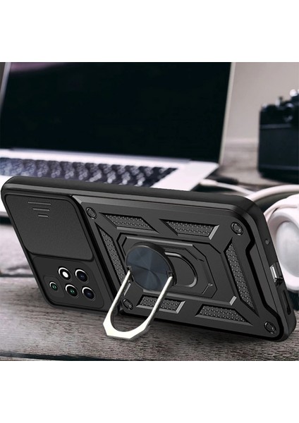 Xiaomi Redmi 10 2022 Kılıf Tank Aramid Sürgülü Vega Yüzüklü+Nano Siyah fırsatları