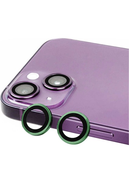 Apple iPhone 14 Kamera Lens Koruyucu Metal Tekli CL07 Koyu Yeşil