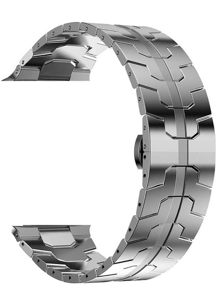 Casestreet Apple Watch 7 45MM Kordon Titanium Alaşımlı Metal Krd 63 Gümüş