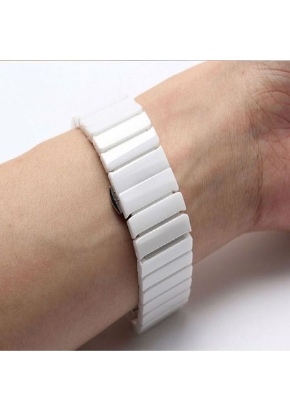 Casestreet Apple Watch Se 2 2022 40MM Kordon Parlak Seramik Kaplama Yatay Görünüm Yandan Çıtçıt Zr Beyaz fiyatları