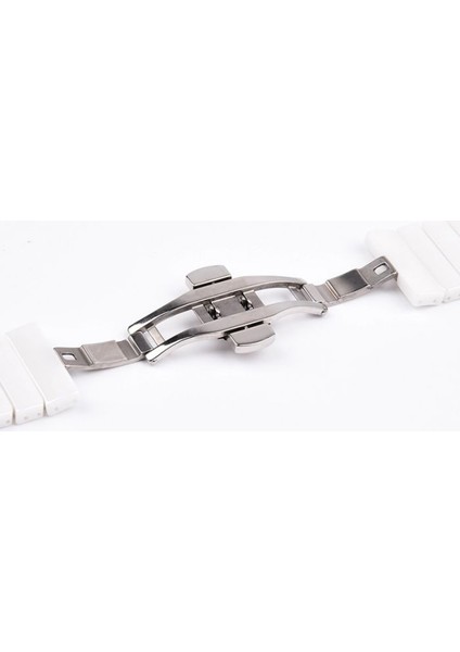 Casestreet Apple Watch Se 2 2022 40MM Kordon Parlak Seramik Kaplama Yatay Görünüm Yandan Çıtçıt Zr Beyaz modelleri