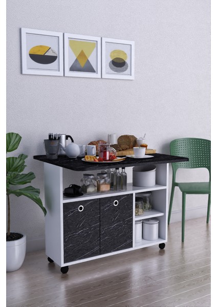 Taşınabilir Çok Amaçlı 2 Kapaklı Katlı Mutfak Ve Salon Masası Mdf