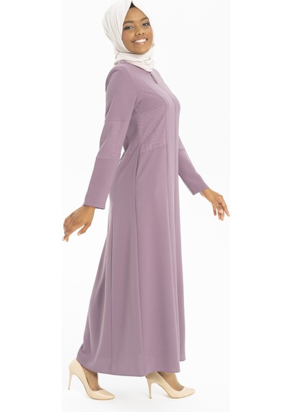 Baskı Detaylı Spor Lila Ferace 3376