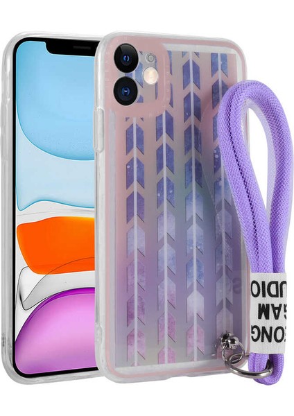 Apple iPhone 11 Kılıf Desenli El Askılı Ipli Astana Silikon Kapak