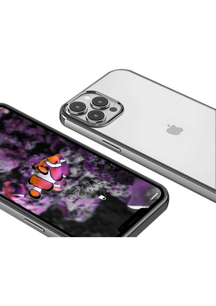 Apple iPhone 13 Pro Kılıf Arkası Şeffaf Kenarları Renkli Pixel Kapak