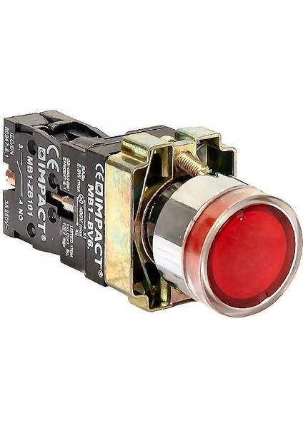 22mm Işıklı Buton Kırmızı NC MB3-BW642
