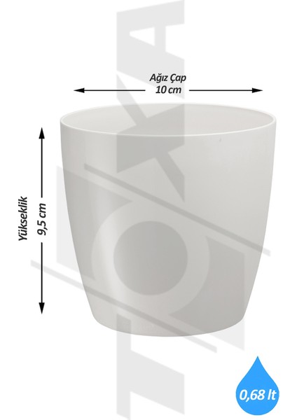 6 Adet 0,68 Litre Siyah Küçük Boy Izgaralı Tabaksız Plastik Saksı Yakut No1 Ø10X9,5CM