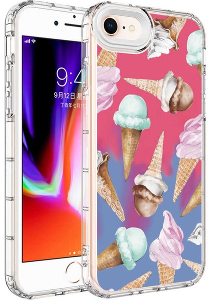 Apple iPhone Se 2022 Kılıf Kamera Korumalı Renkli Desenli Sert Silikon Korn Kapak