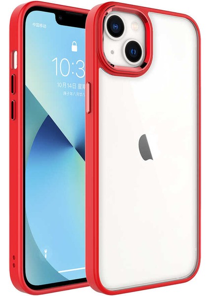 Apple iPhone 14 Plus Kılıf Arkası Şeffaf Kenarları Renkli Krom Kapak