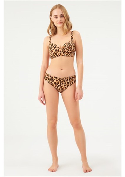 Kaplı Göğüs Şekillendirici Bikini Takımı 1047ESBK Leopar