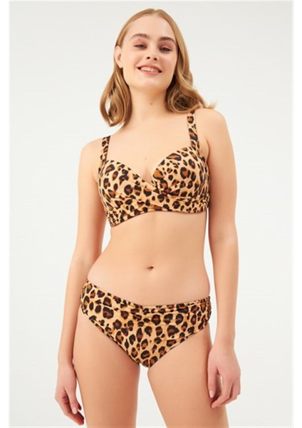 Kaplı Göğüs Şekillendirici Bikini Takımı 1047ESBK Leopar