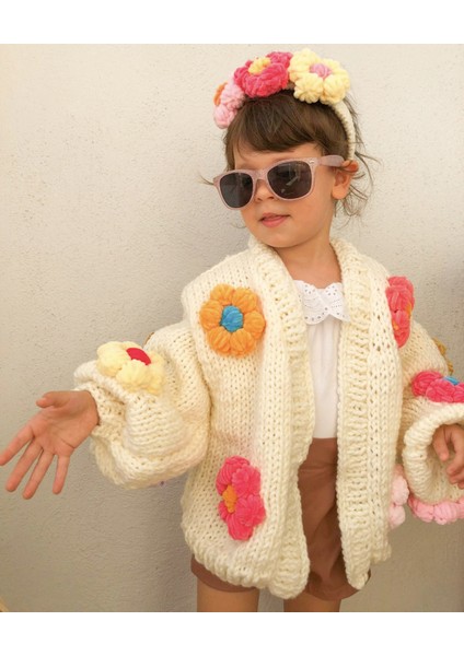 Organıcmıra Çocuk Oversize Çiçekli Hırka Bebek Ceket Papatyalı