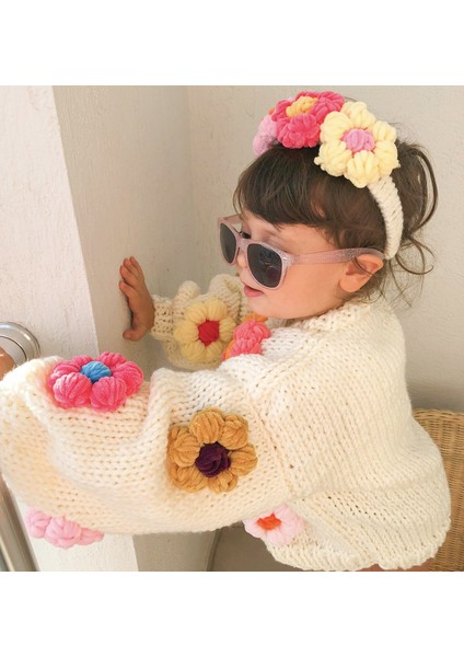 Organıcmıra Çocuk Oversize Çiçekli Hırka Bebek Ceket Papatyalı