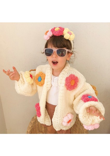 Organıcmıra Çocuk Oversize Çiçekli Hırka Bebek Ceket Papatyalı