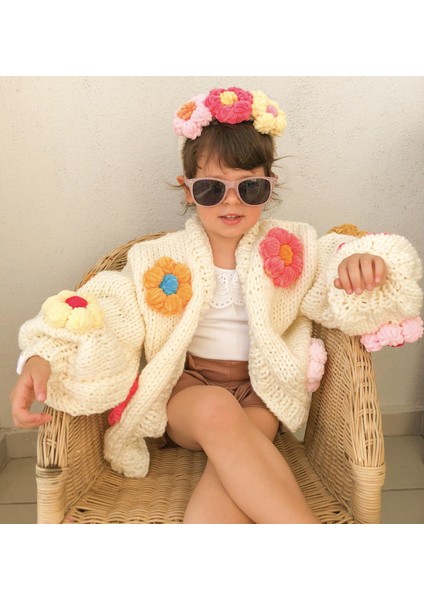 Organıcmıra Çocuk Oversize Çiçekli Hırka Bebek Ceket Papatyalı