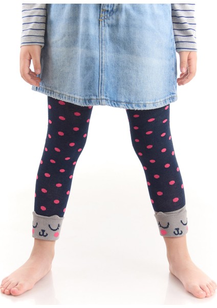 Kedi Puantiye Kız Çocuk Çorap Tayt