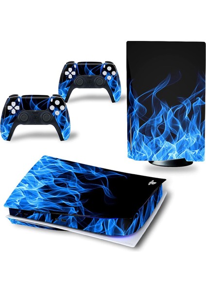 Mavi Alevler Playstation 5 Disk Edition Sticker Kaplama Seti