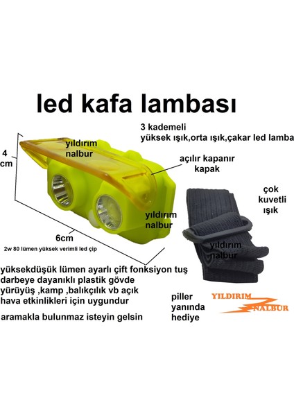 Kafa Feneri Pilli Kafa Lambası Çok Kuvetli Mini Tip Lamba