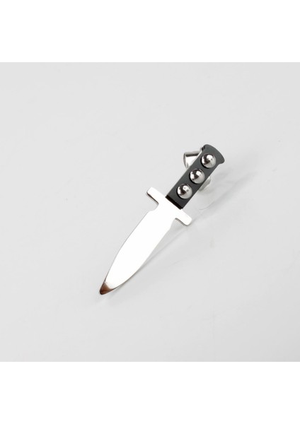 Gümüş Renk Şef Bıçak Tasarım Tekli Çelik Iğneli Küpe-3cm