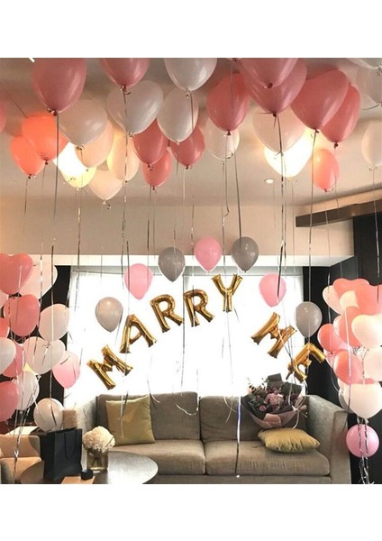 Marry Me Folyo Balon Set 40 cm 10 Adet Metalik Balon